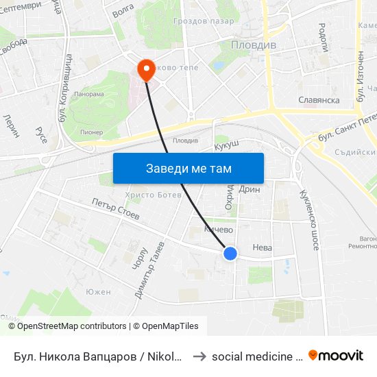 Бул. Никола Вапцаров / Nikola Vaptsarov Blvd. (68) to social medicine department map