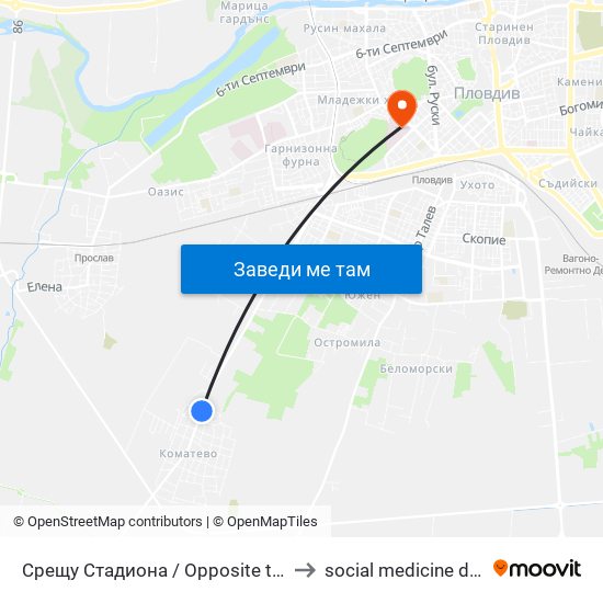 Срещу Стадиона / Opposite the Stadium (28) to social medicine department map
