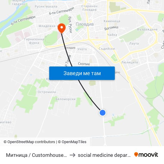 Митница / Customhouse (282) to social medicine department map