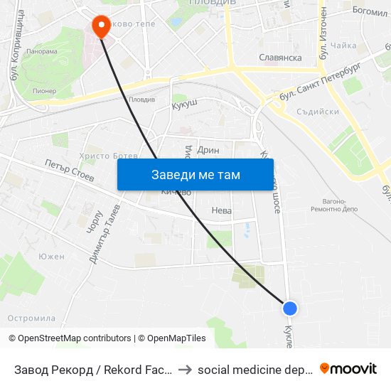 Завод Рекорд / Rekord Factory (285) to social medicine department map