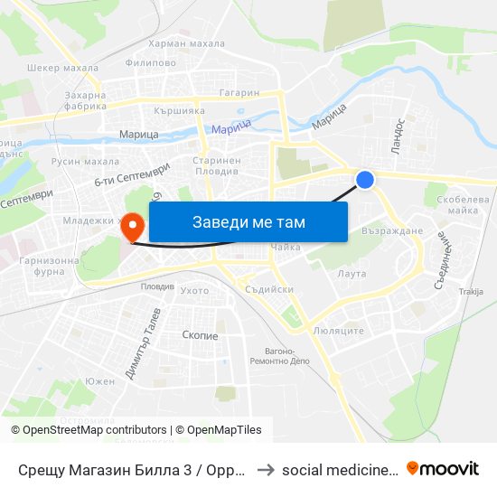 Срещу Магазин Билла 3 / Opposite Billa 3 Store (361) to social medicine department map