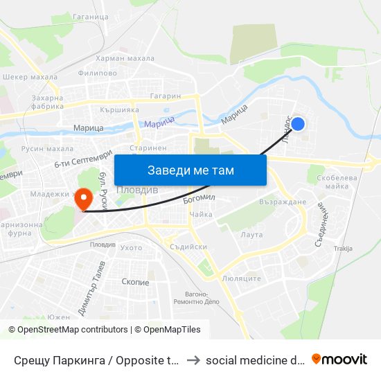 Срещу Паркинга / Opposite the Parking (164) to social medicine department map