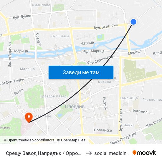 Срещу Завод Напредък / Opposite Napredak Factory (183) to social medicine department map