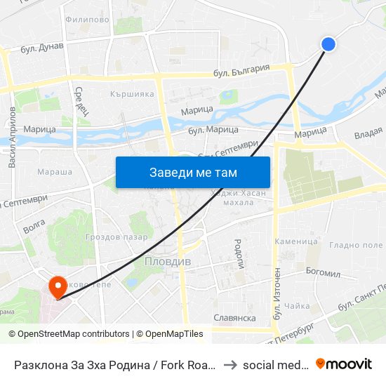 Разклона За Зха Родина / Fork Road To Rodina Paper And Packaging Factory (211) to social medicine department map