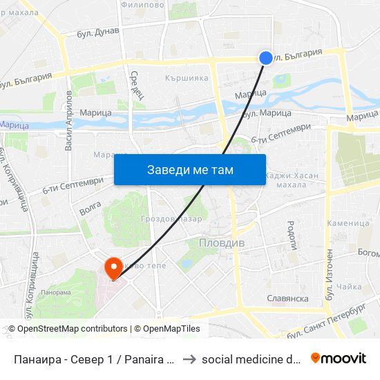 Панаира - Север 1 / Panaira - North 1 (185) to social medicine department map