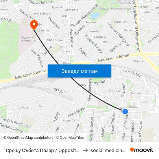 Срещу Събота Пазар / Opposite Saturday Market(381) to social medicine department map