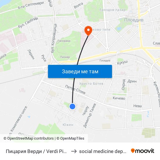 Пицария Верди / Verdi Pizza (320) to social medicine department map