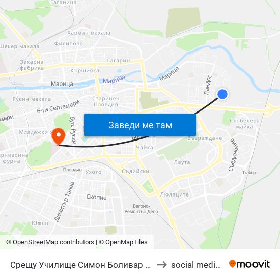 Срещу Училище Симон Боливар / Opposite Simon Bolivar School (399) to social medicine department map