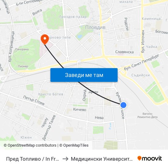 Пред Топливо / In Front Of Toplivo (66) to Медицински Университет (Medical University) map