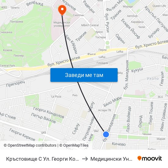Кръстовище С Ул. Георги Кондолов / Junction With Georgi Kondolov St. (59) to Медицински Университет (Medical University) map