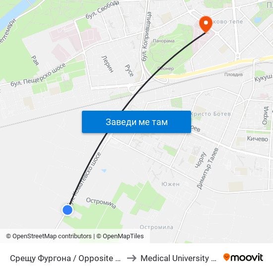 Срещу Фургона / Opposite Furgona (31) to Medical University of Plovdiv map