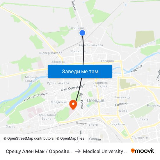 Срещу Ален Мак / Opposite Alen Mak (4) to Medical University of Plovdiv map