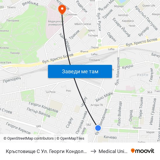 Кръстовище С Ул. Георги Кондолов / Junction With Georgi Kondolov St. (59) to Medical University of Plovdiv map
