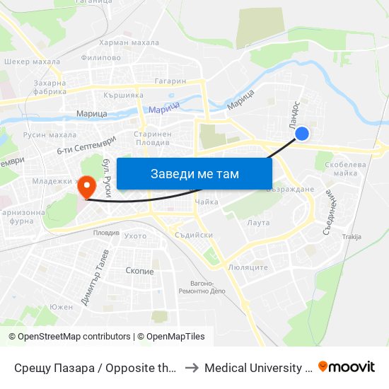 Срещу Пазара / Opposite the Market (131) to Medical University of Plovdiv map