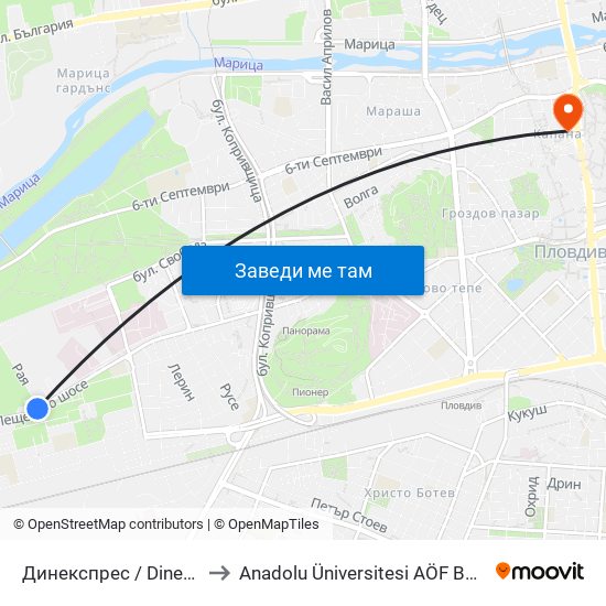 Динекспрес / Dinexpress (174) to Anadolu Üniversitesi AÖF Bulgaristan bürosu map