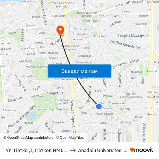 Ул. Петко Д. Петков №46 / 46 Petko D. Petko St. (230) to Anadolu Üniversitesi AÖF Bulgaristan bürosu map