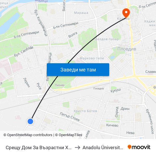 Срещу Дом За Възрастни Хора / Opposite Elderly Care Home (345) to Anadolu Üniversitesi AÖF Bulgaristan bürosu map