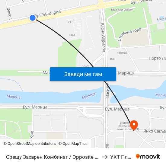 Срещу Захарен Комбинат / Opposite Sugar Factory (93) to УХТ Пловдив map