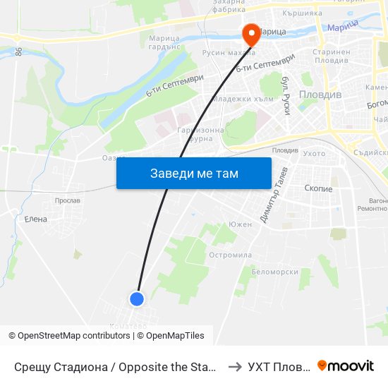 Срещу Стадиона / Opposite the Stadium (28) to УХТ Пловдив map