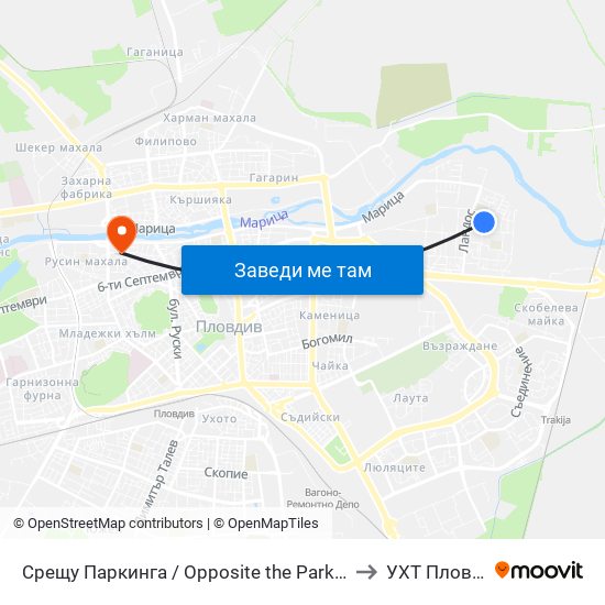 Срещу Паркинга / Opposite the Parking (164) to УХТ Пловдив map