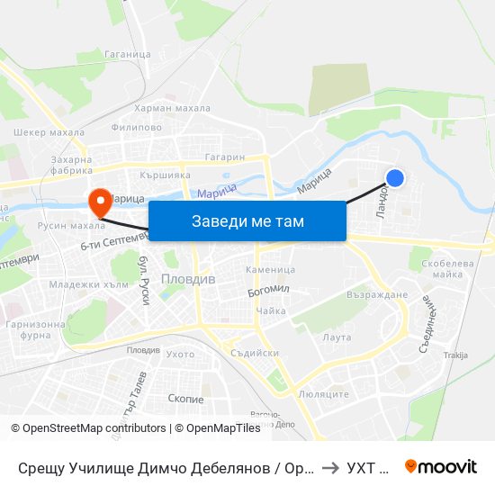 Срещу Училище Димчо Дебелянов / Opposite Dimcho Debelyanov School (160) to УХТ Пловдив map
