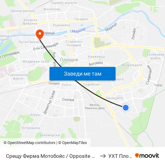 Срещу Фирма Мотобойс / Opposite Motoboys (341) to УХТ Пловдив map