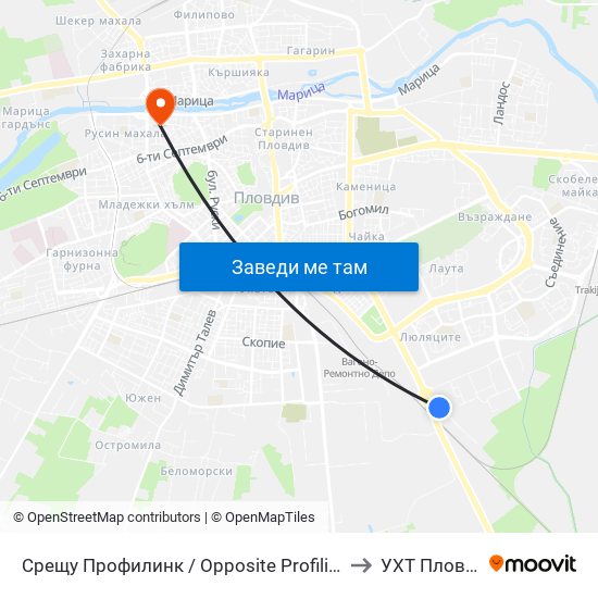 Срещу Профилинк / Opposite Profilink (419) to УХТ Пловдив map
