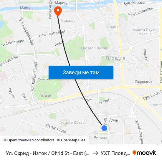 Ул. Охрид - Изток / Ohrid St - East (380) to УХТ Пловдив map