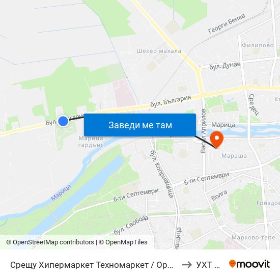 Срещу Хипермаркет Техномаркет / Opposite Technomarket Hypermarket (337) to УХТ Пловдив map