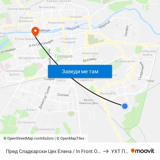 Пред Сладкарски Цех Елена / In Front Of Elena Confectionery Factory (449) to УХТ Пловдив map