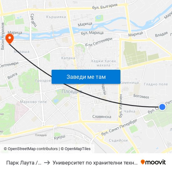 Парк Лаута / Lauta Park (235) to Университет по хранителни технологии (University of Food Technology) map