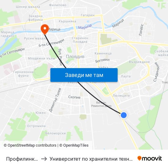 Профилинк / Profilink (418) to Университет по хранителни технологии (University of Food Technology) map