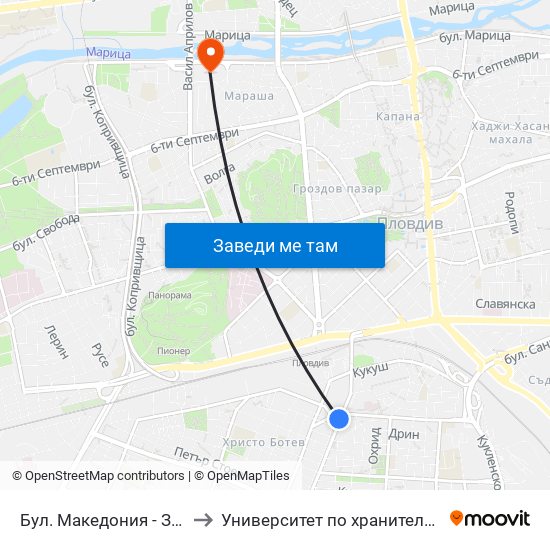 Бул. Македония - Запад / Macedonia Blvd - West (369) to Университет по хранителни технологии (University of Food Technology) map