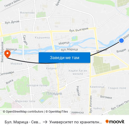 Бул. Марица - Север / Maritsa Blvd - North (412) to Университет по хранителни технологии (University of Food Technology) map