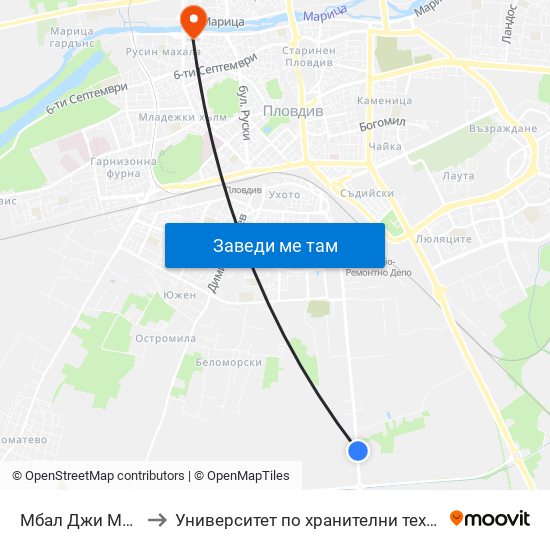 Мбал Джи Мед / G Med Hospital to Университет по хранителни технологии (University of Food Technology) map