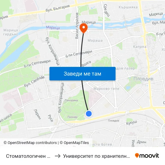 Стоматологичен Факултет / Faculty Of Dentistry to Университет по хранителни технологии (University of Food Technology) map