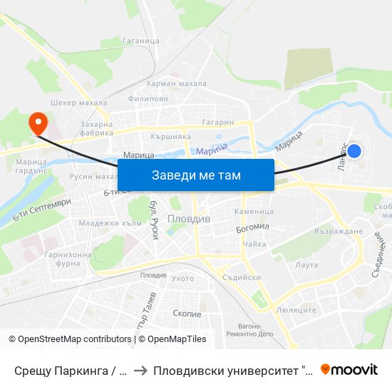 Срещу Паркинга / Opposite the Parking (164) to Пловдивски университет "Паисий Хилендарски" - Нова сграда map