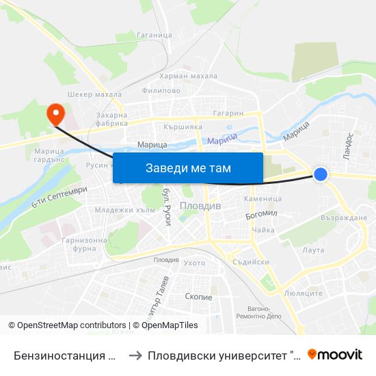 Бензиностанция Шел / Shell Gas Station(126) to Пловдивски университет "Паисий Хилендарски" - Нова сграда map