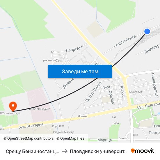 Срещу Бензиностанцията / Opposite the Gas Station (454) to Пловдивски университет "Паисий Хилендарски" - Нова сграда map