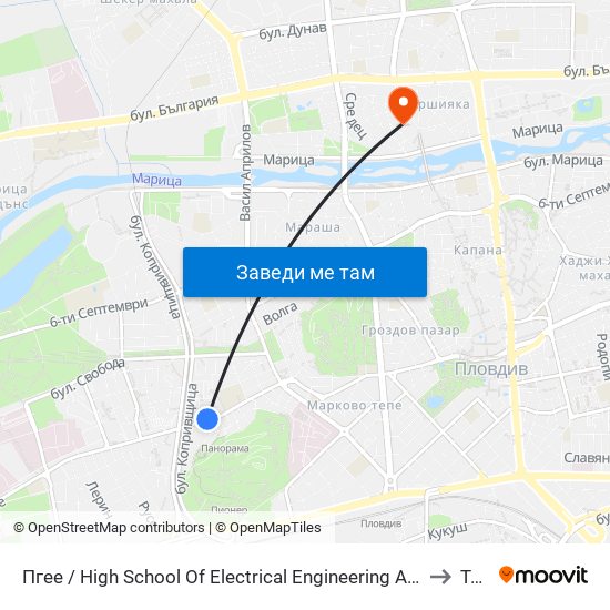 Пгее / High School Of Electrical Engineering And Electronics (171) to Труд map