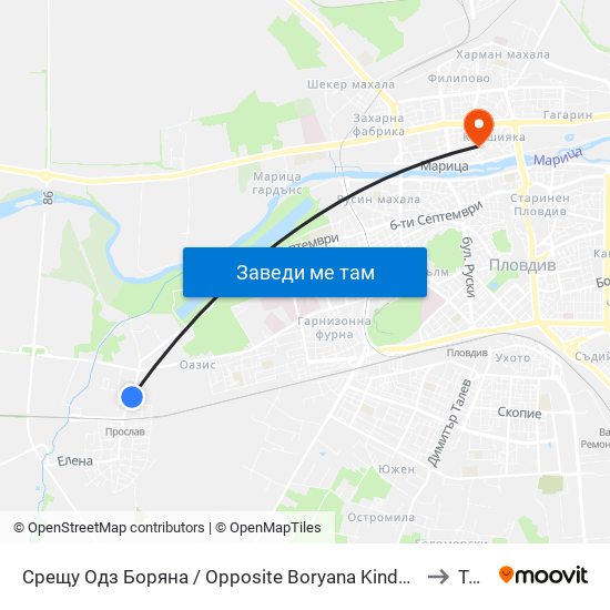 Срещу Одз Боряна / Opposite Boryana Kindergarten (147) to Труд map