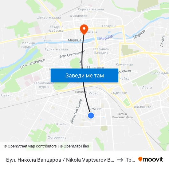 Бул. Никола Вапцаров / Nikola Vaptsarov Blvd. (68) to Труд map