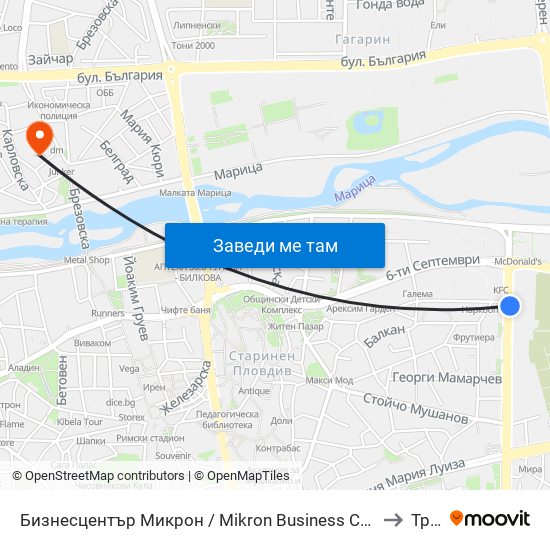 Бизнесцентър Микрон / Mikron Business Centre (353) to Труд map