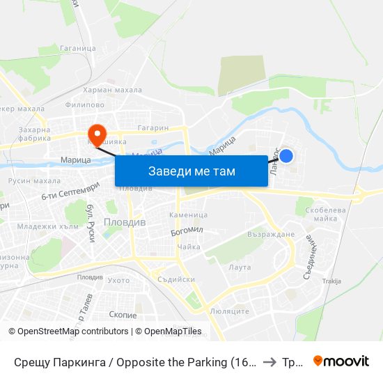 Срещу Паркинга / Opposite the Parking (164) to Труд map