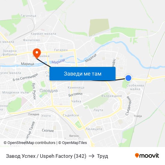 Завод Успех / Uspeh Factory (342) to Труд map