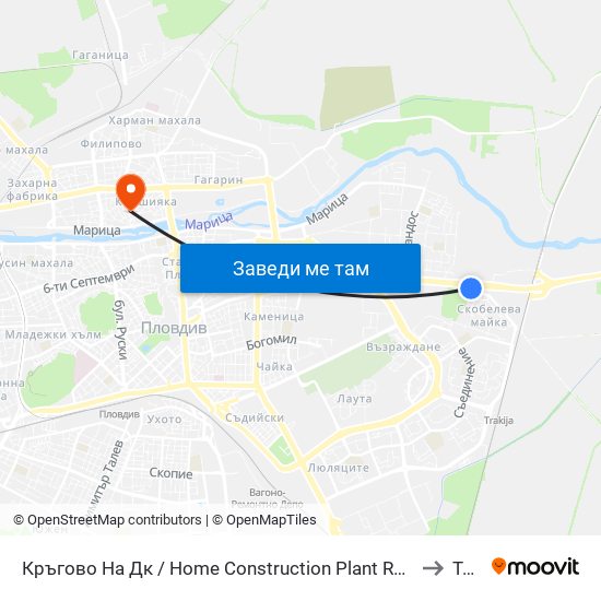 Кръгово На Дк / Home Construction Plant Roundabout (349) to Труд map