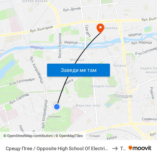 Срещу Пгее / Opposite High School Of Electrical Engineering And Electronics (153) to Труд map