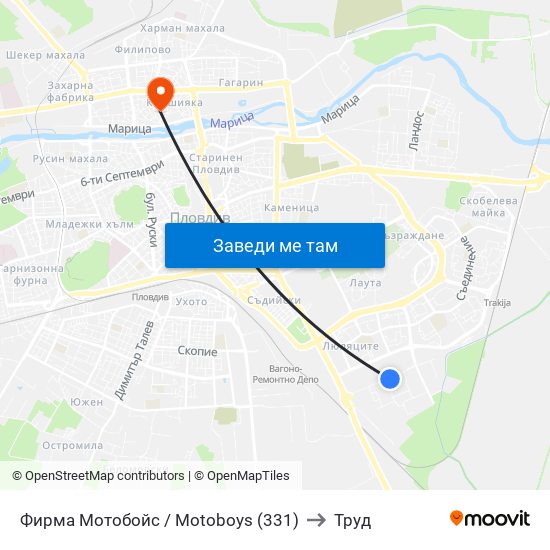 Фирма Мотобойс / Motoboys (331) to Труд map
