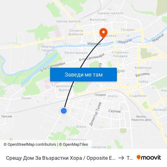 Срещу Дом За Възрастни Хора / Opposite Elderly Care Home (345) to Труд map