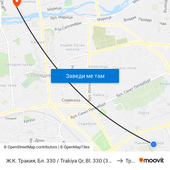 Ж.К. Тракия, Бл. 330 / Trakiya Qr, Bl. 330 (358) to Труд map